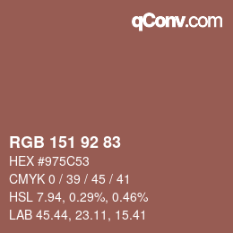 Color code: RGB 151 92 83 | qconv.com