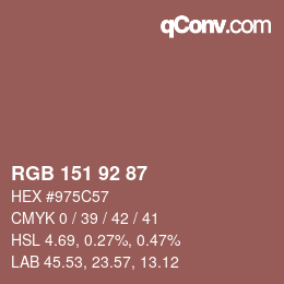 カラーコード: RGB 151 92 87 | qconv.com