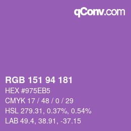 カラーコード: RGB 151 94 181 | qconv.com