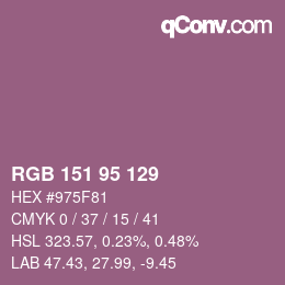 颜色代码: RGB 151 95 129 | qconv.com