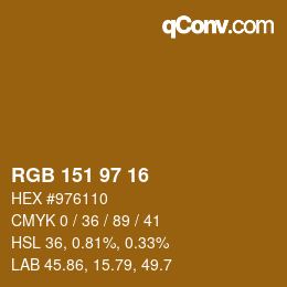 Color code: RGB 151 97 16 | qconv.com