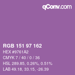 Color code: RGB 151 97 162 | qconv.com