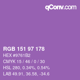 Color code: RGB 151 97 178 | qconv.com