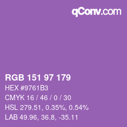 Color code: RGB 151 97 179 | qconv.com