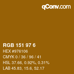 Color code: RGB 151 97 6 | qconv.com