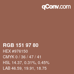 Farbcode: RGB 151 97 80 | qconv.com