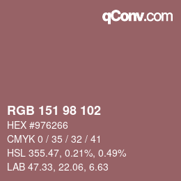 Color code: RGB 151 98 102 | qconv.com