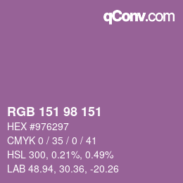 Color code: RGB 151 98 151 | qconv.com