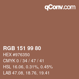 Farbcode: RGB 151 99 80 | qconv.com
