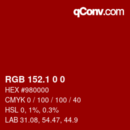 カラーコード: RGB 152.1 0 0 | qconv.com
