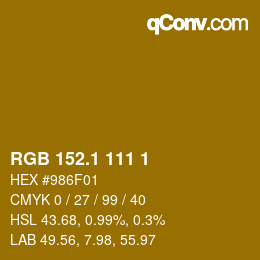 カラーコード: RGB 152.1 111 1 | qconv.com