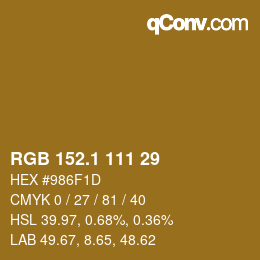 カラーコード: RGB 152.1 111 29 | qconv.com