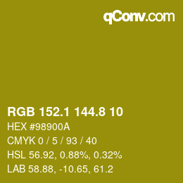 カラーコード: RGB 152.1 144.8 10 | qconv.com