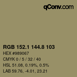 Color code: RGB 152.1 144.8 103 | qconv.com