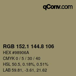 カラーコード: RGB 152.1 144.8 106 | qconv.com
