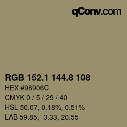 Color code: RGB 152.1 144.8 108 | qconv.com