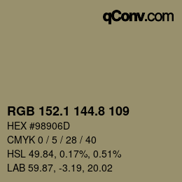 Color code: RGB 152.1 144.8 109 | qconv.com
