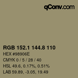 Color code: RGB 152.1 144.8 110 | qconv.com