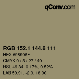 Color code: RGB 152.1 144.8 111 | qconv.com