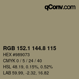 Color code: RGB 152.1 144.8 115 | qconv.com