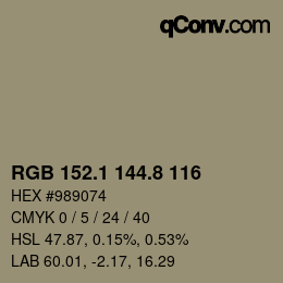 Color code: RGB 152.1 144.8 116 | qconv.com