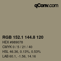 Color code: RGB 152.1 144.8 120 | qconv.com