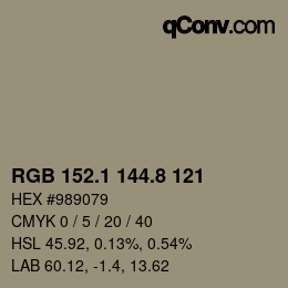 Color code: RGB 152.1 144.8 121 | qconv.com