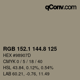 Color code: RGB 152.1 144.8 125 | qconv.com