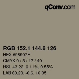 Color code: RGB 152.1 144.8 126 | qconv.com