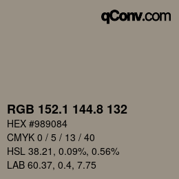 カラーコード: RGB 152.1 144.8 132 | qconv.com