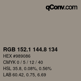 Color code: RGB 152.1 144.8 134 | qconv.com