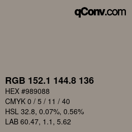 Color code: RGB 152.1 144.8 136 | qconv.com