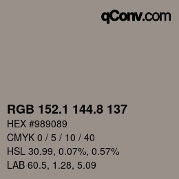 Color code: RGB 152.1 144.8 137 | qconv.com