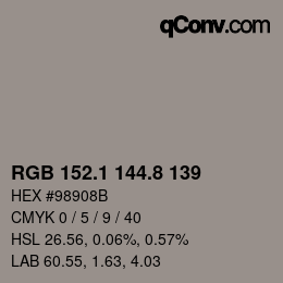 Color code: RGB 152.1 144.8 139 | qconv.com