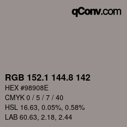 Farbcode: RGB 152.1 144.8 142 | qconv.com