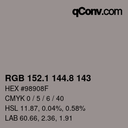 Color code: RGB 152.1 144.8 143 | qconv.com