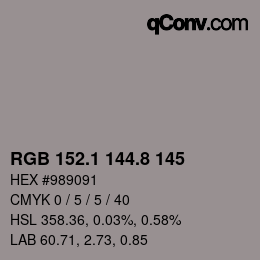 Color code: RGB 152.1 144.8 145 | qconv.com