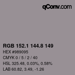 Color code: RGB 152.1 144.8 149 | qconv.com