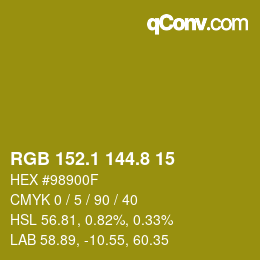 カラーコード: RGB 152.1 144.8 15 | qconv.com