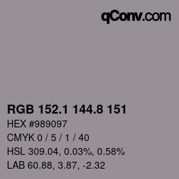 Color code: RGB 152.1 144.8 151 | qconv.com