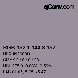 Color code: RGB 152.1 144.8 157 | qconv.com