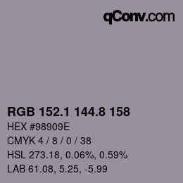 Color code: RGB 152.1 144.8 158 | qconv.com