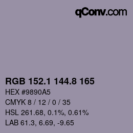 Color code: RGB 152.1 144.8 165 | qconv.com