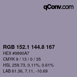Color code: RGB 152.1 144.8 167 | qconv.com