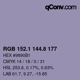 Color code: RGB 152.1 144.8 177 | qconv.com