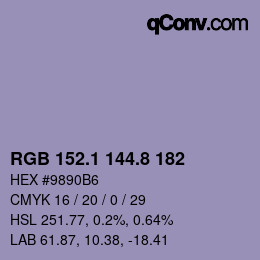 Color code: RGB 152.1 144.8 182 | qconv.com