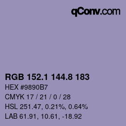 Color code: RGB 152.1 144.8 183 | qconv.com