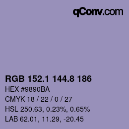 Color code: RGB 152.1 144.8 186 | qconv.com