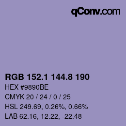 カラーコード: RGB 152.1 144.8 190 | qconv.com