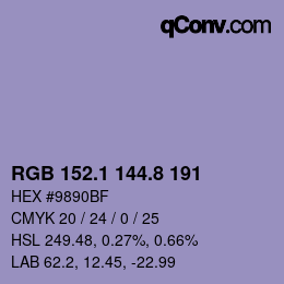 Farbcode: RGB 152.1 144.8 191 | qconv.com